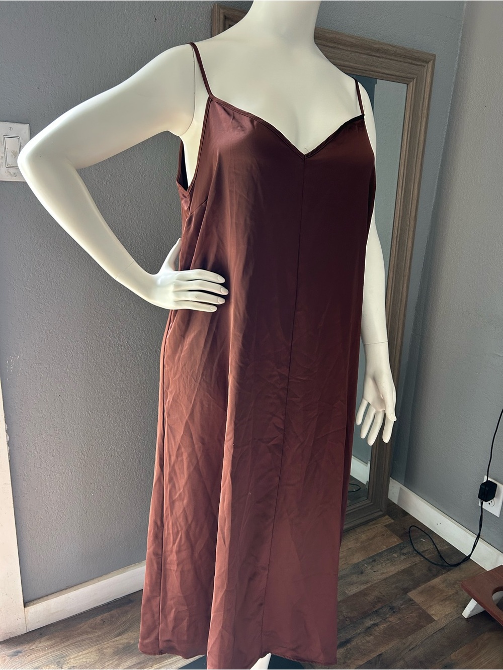 Satin Slip Dress in Deep Burgundy